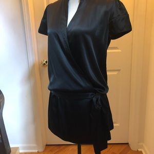 BCBGMAXAZRIA Black Silk Wrap Dress - XS